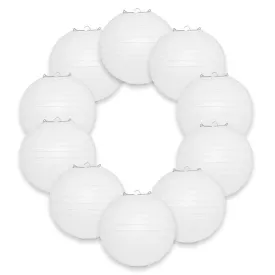 10-Pack 10 Inch White Parallel Ribbing Round Paper Lanterns