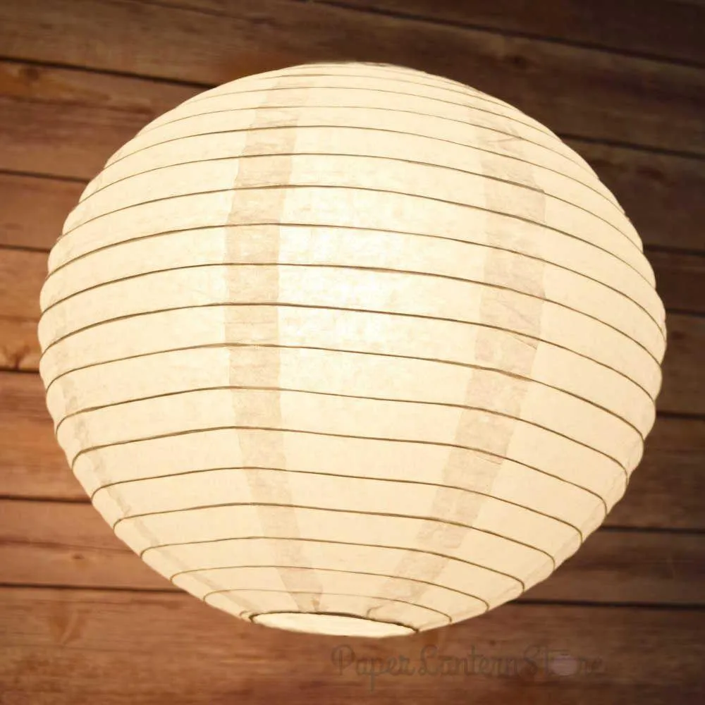 10-Pack 10 Inch White Parallel Ribbing Round Paper Lanterns