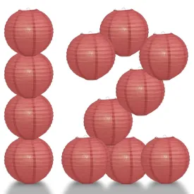 12-Pack 16 Inch Marsala / Burgundy Wine Parallel Ribbing Round Paper Lantern