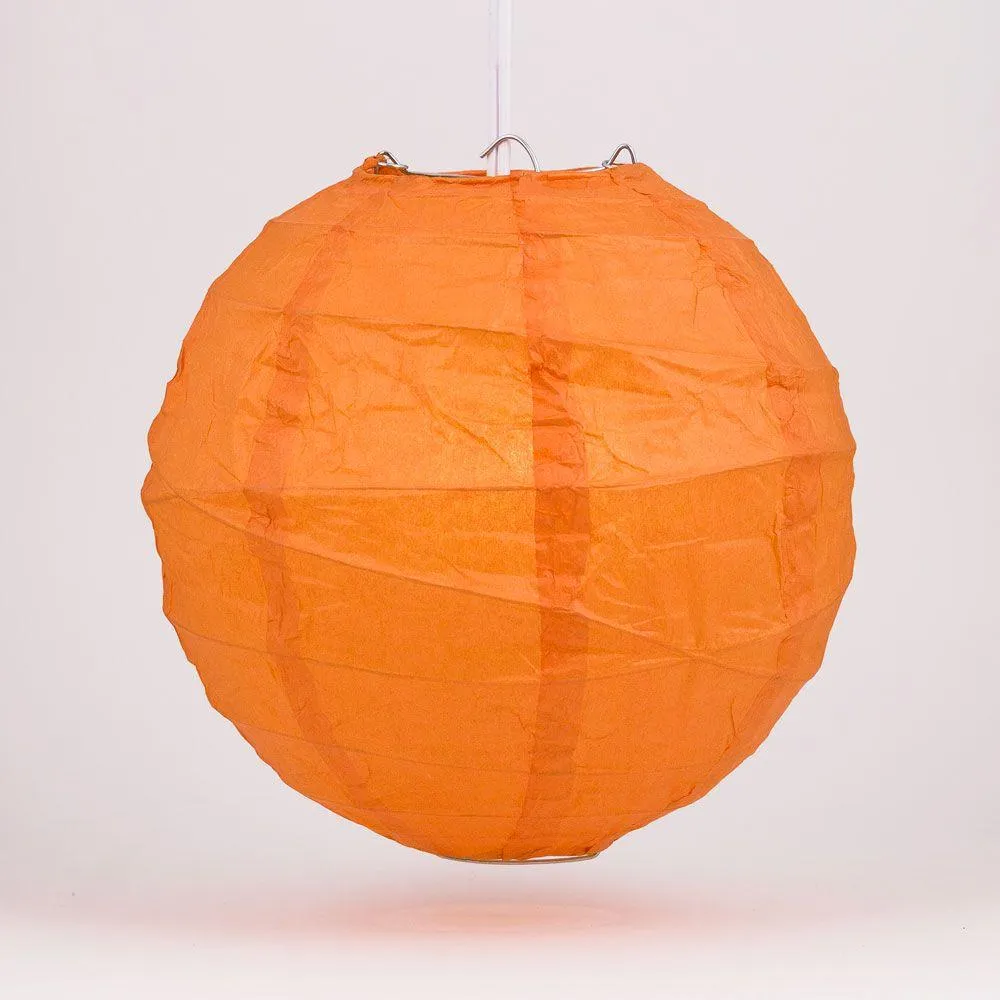 12-Pack 24 Inch Persimmon Orange Free-Style Ribbing Round Paper Lantern