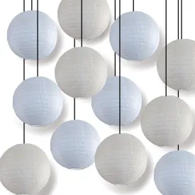 12-Piece Wedding White and Beige Nylon Lantern Party Pack Set