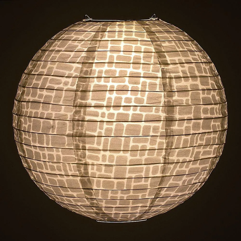 12" Modern Stone Japanese Kozo Unryu Fibrous Paper Lantern Shade