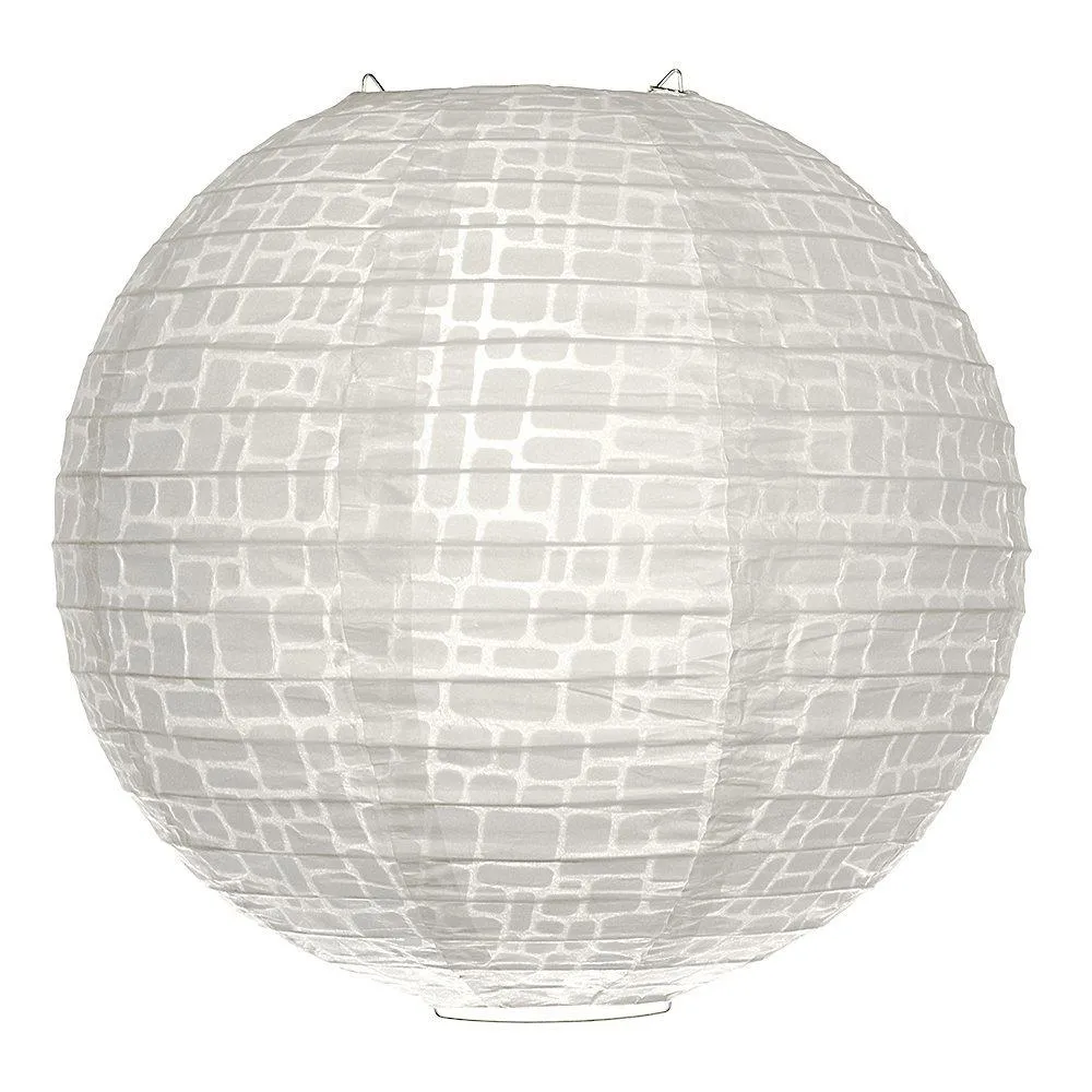 12" Modern Stone Japanese Kozo Unryu Fibrous Paper Lantern Shade