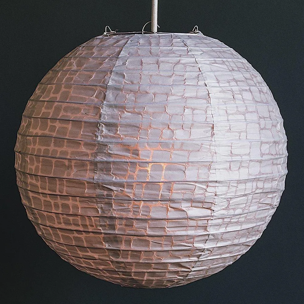 12" Modern Stone Japanese Kozo Unryu Fibrous Paper Lantern Shade