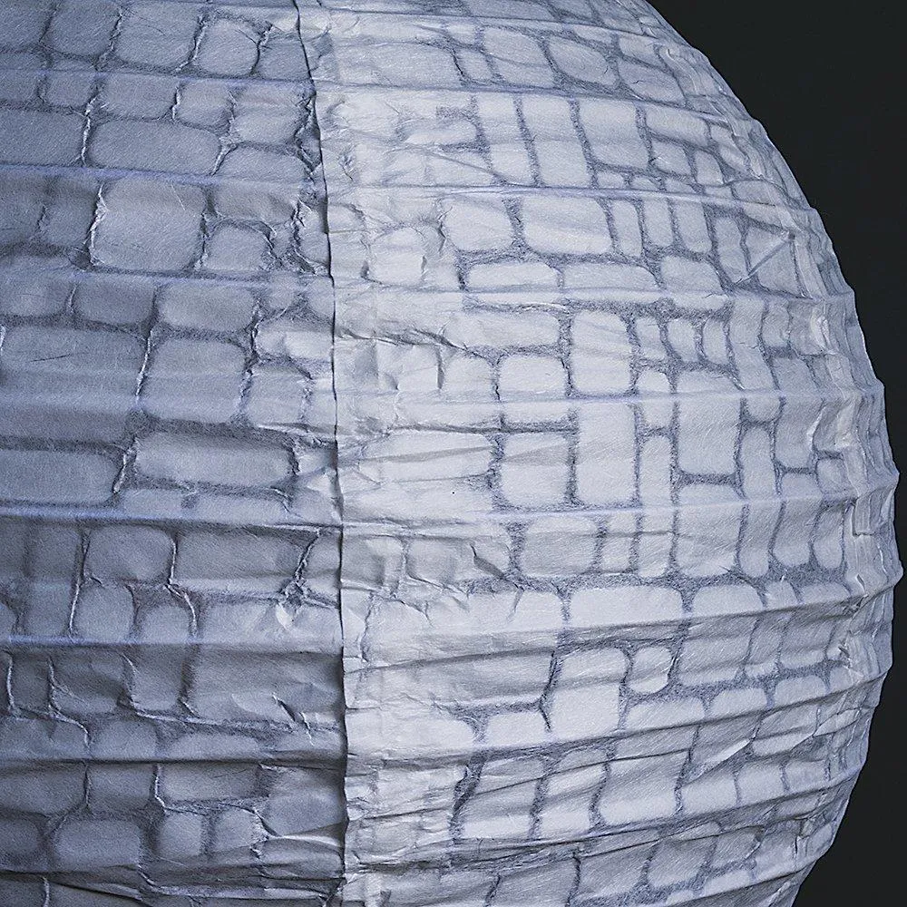 12" Modern Stone Japanese Kozo Unryu Fibrous Paper Lantern Shade