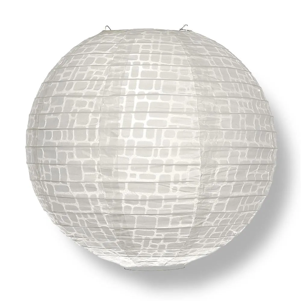 12" Modern Stone Japanese Kozo Unryu Fibrous Paper Lantern Shade