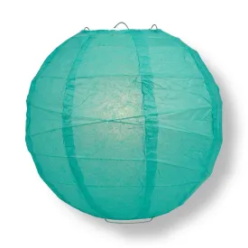 14 Inch Teal Green Free-Style Ribbing Round Paper Lantern
