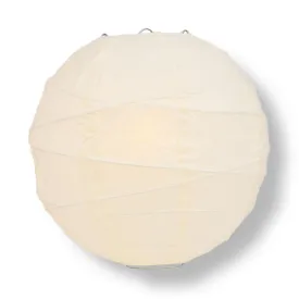 16" Beige / Ivory Round Paper Lantern, Crisscross Ribbing, Chinese Hanging Wedding & Party Decoration