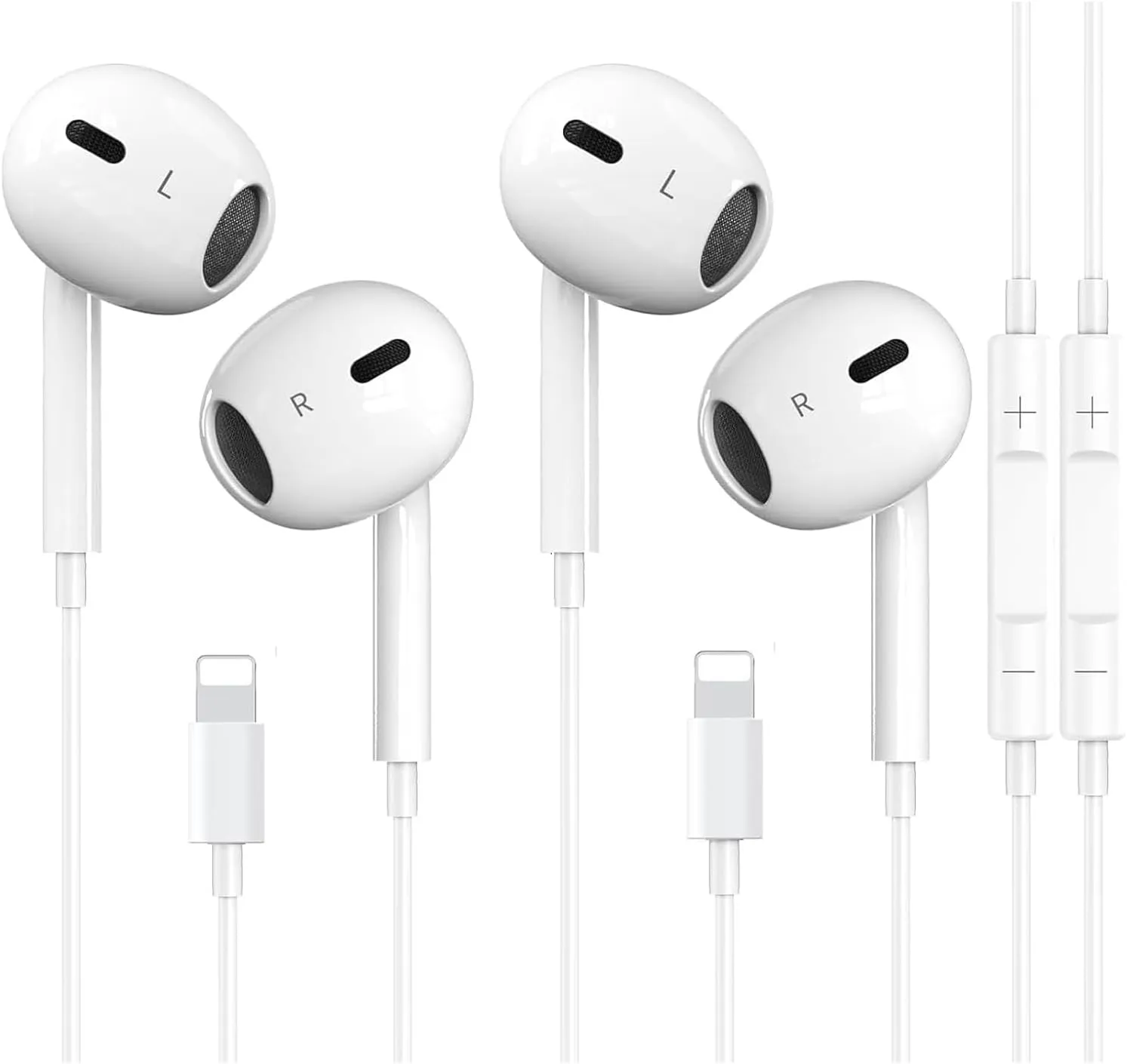 2 Packs for iPhone Headphones Wired Earbuds Earphones Nosie Reduction Built-in Microphone & Volume Control Headsets Compatible with iPhone 14/13/12/11/XR/XS/X/8/7/SE/Pro/Pro Max
