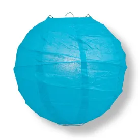 20" Turquoise Round Paper Lantern, Crisscross Ribbing, Chinese Hanging Wedding & Party Decoration