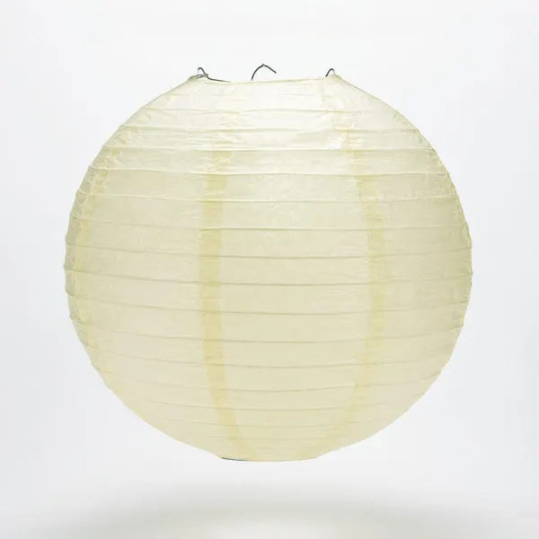 36" Ivory Jumbo Round Paper Lantern, Even Ribbing, Chinese Hanging Wedding & Party Decoration