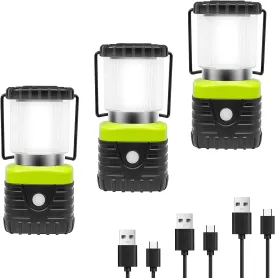 3Packs LED Camping Lantern Rechargeable 1000LM, 4500mAh Power Bank, IP44 Waterproof Lantern Flashlight for Hurricane Emergency, Hiking