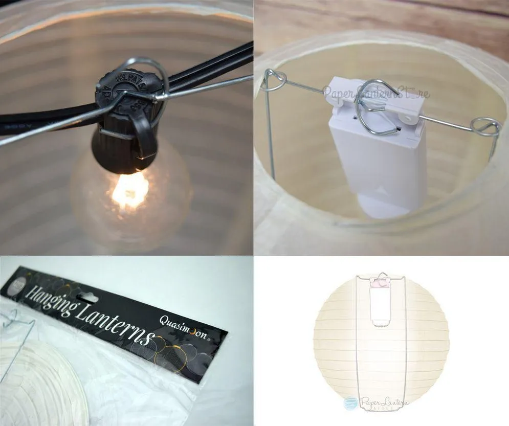 5-Pack 10 Inch Black Parallel Ribbing Round Paper Lantern