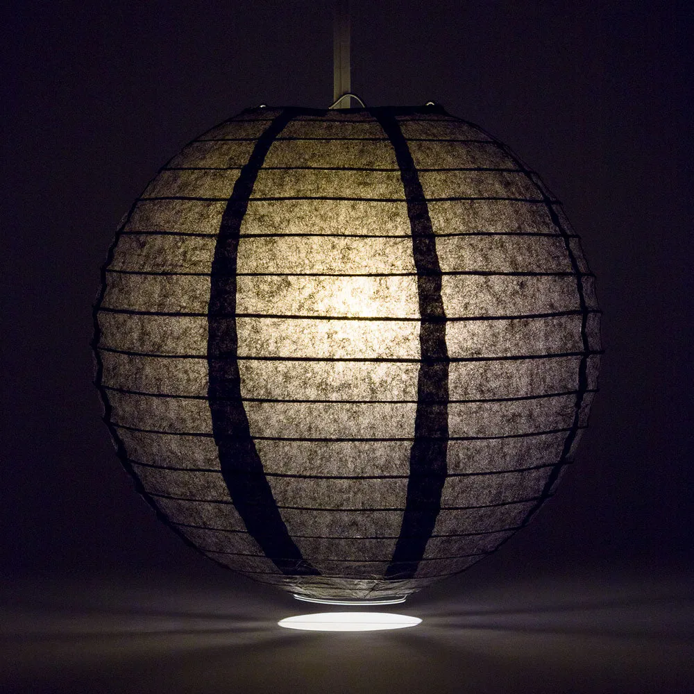 5-Pack 10 Inch Black Parallel Ribbing Round Paper Lantern