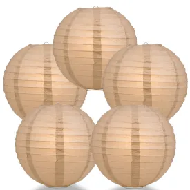 5-Pack 10 Inch Dusty Sand Rose Parallel Ribbing Round Paper Lantern