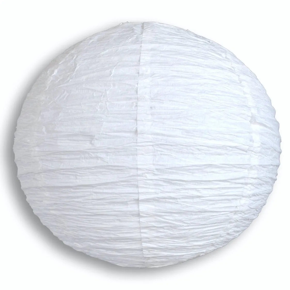 5 PACK | 12 Inch White Parallel Ribbing Round Crepe Paper Lanterns