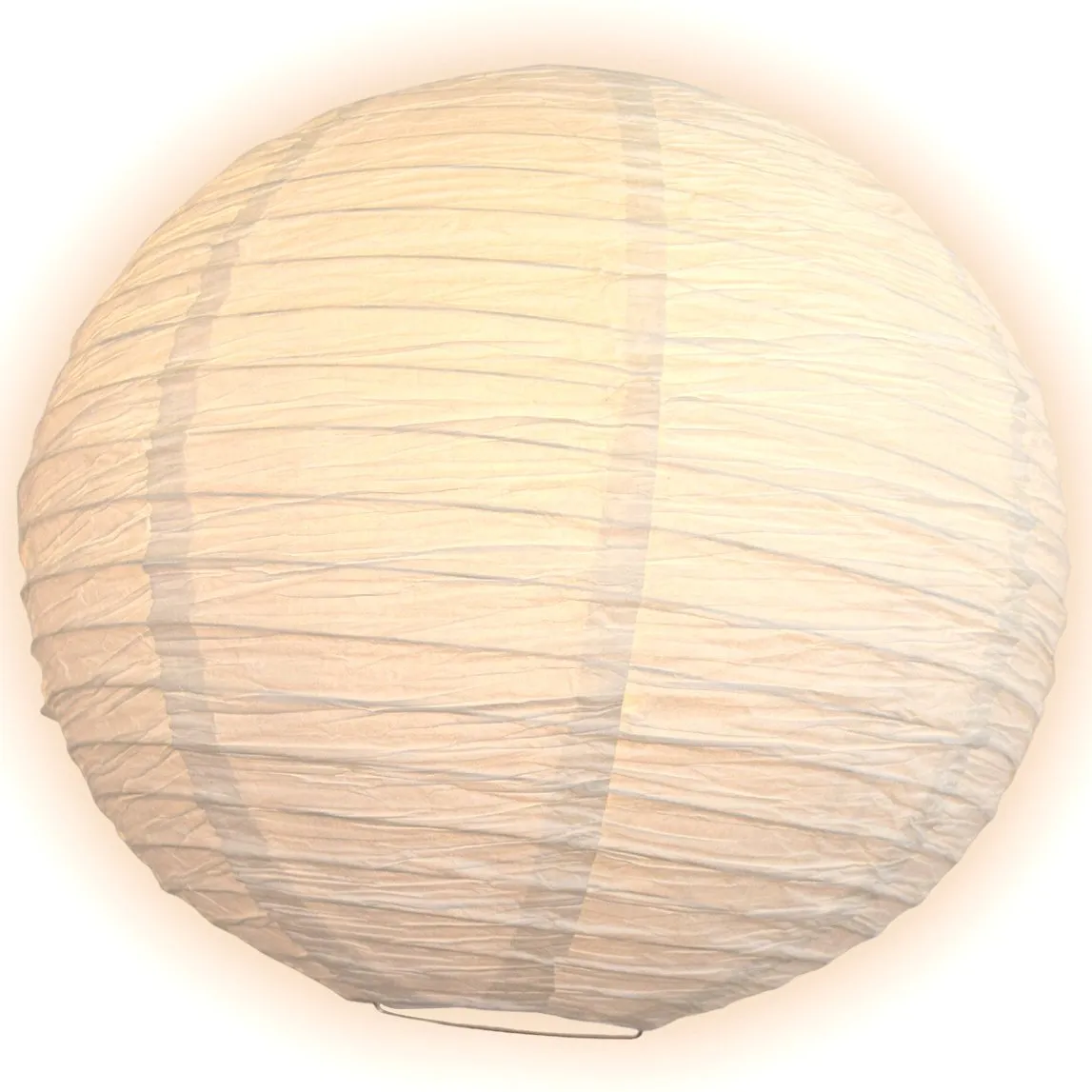 5 PACK | 12 Inch White Parallel Ribbing Round Crepe Paper Lanterns