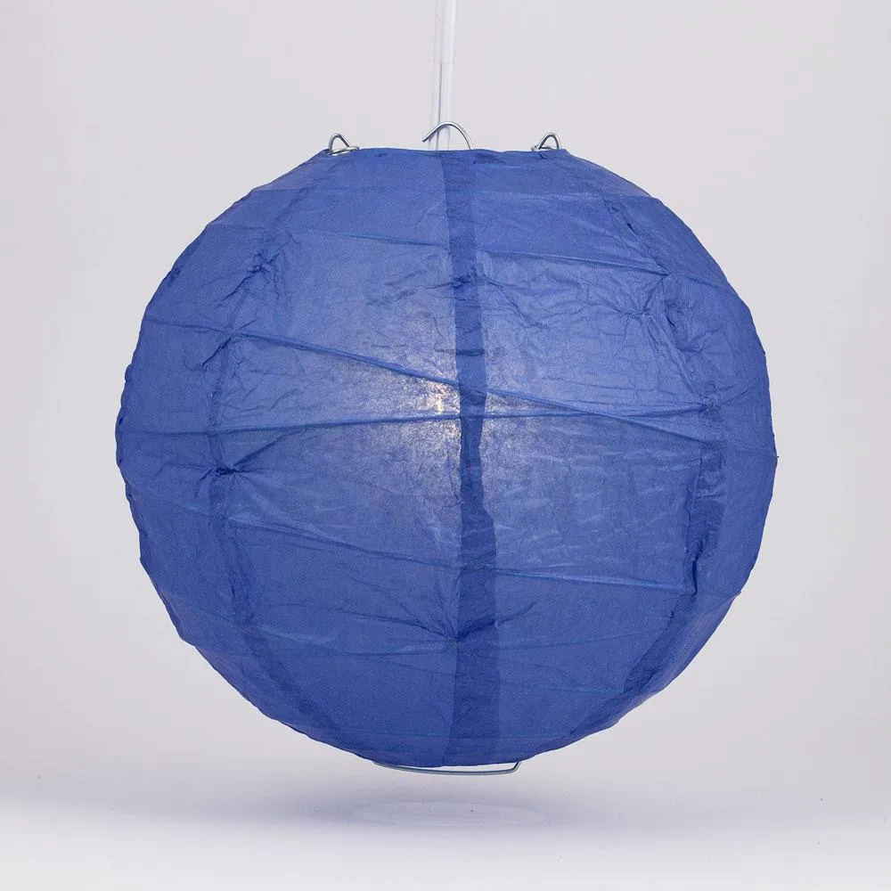 5-Pack 16 Inch Dark Blue Free-Style Ribbing Round Paper Lantern