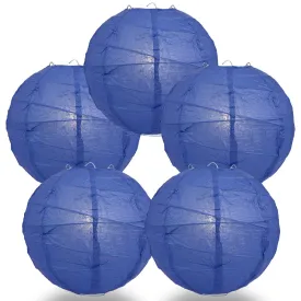 5-Pack 16 Inch Dark Blue Free-Style Ribbing Round Paper Lantern