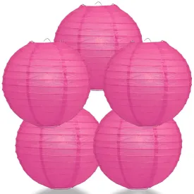 5-Pack 20 Inch Fuchsia / Hot Pink Parallel Ribbing Round Paper Lantern