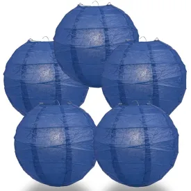 5-Pack 20 Inch Navy Blue Free-Style Ribbing Round Paper Lantern