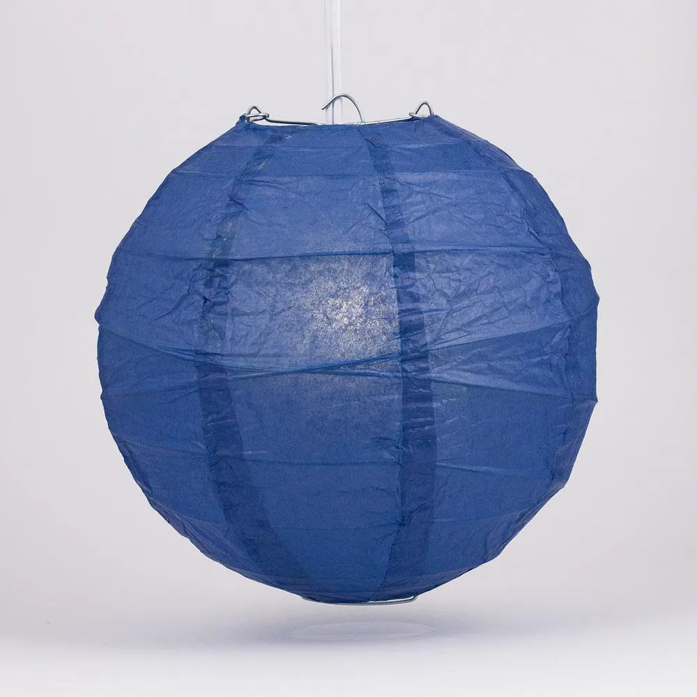 5-Pack 20 Inch Navy Blue Free-Style Ribbing Round Paper Lantern