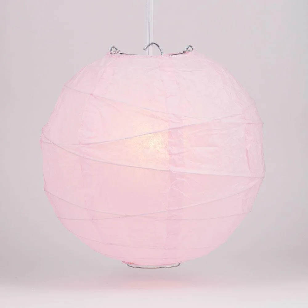 5-Pack 20 Inch Pink Free-Style Ribbing Round Paper Lantern