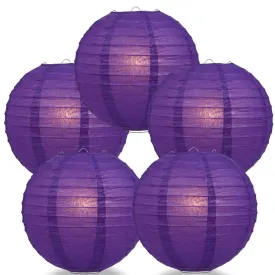 5-Pack 20 Inch Royal Purple Parallel Ribbing Round Paper Lantern