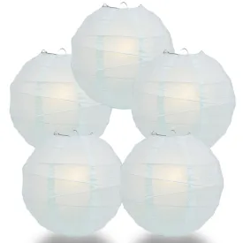 5-Pack 24 Inch Arctic Spa Blue Free-Style Ribbing Round Paper Lantern
