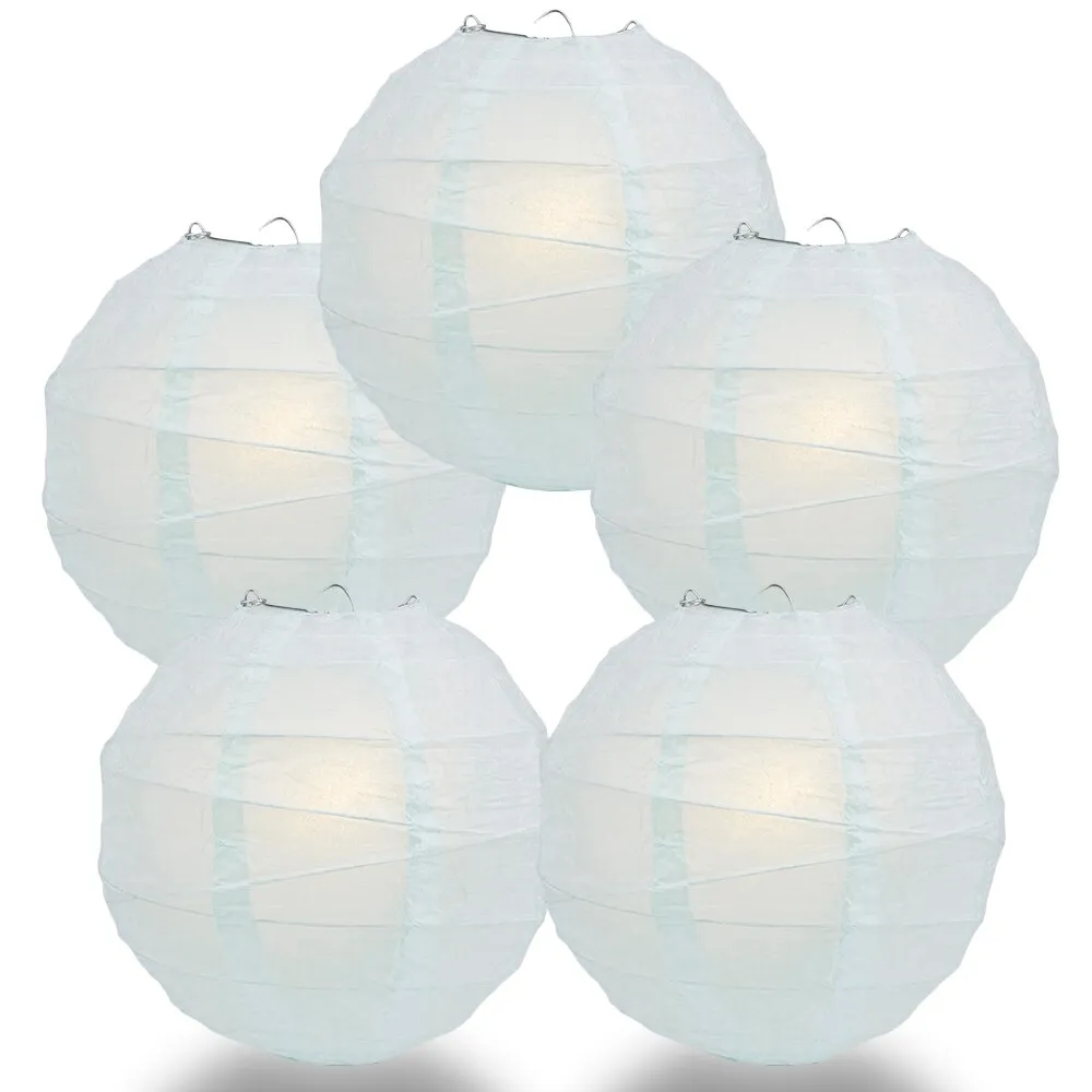 5-Pack 24 Inch Arctic Spa Blue Free-Style Ribbing Round Paper Lantern