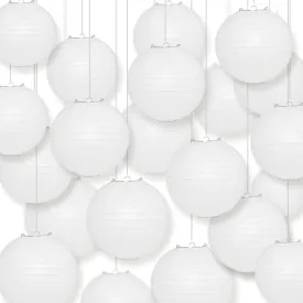 50-Pack 20 Inch White Parallel Ribbing Round Paper Lanterns