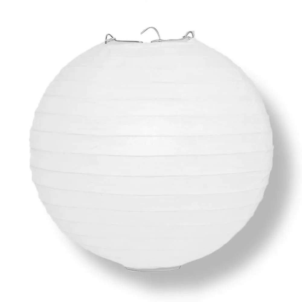 50-Pack 20 Inch White Parallel Ribbing Round Paper Lanterns