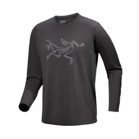 ARC'TERYX CORMAC LOGO LONG SLEEVE T-SHIRT MEN'S - BLACK HEATHER/SOLITUDE