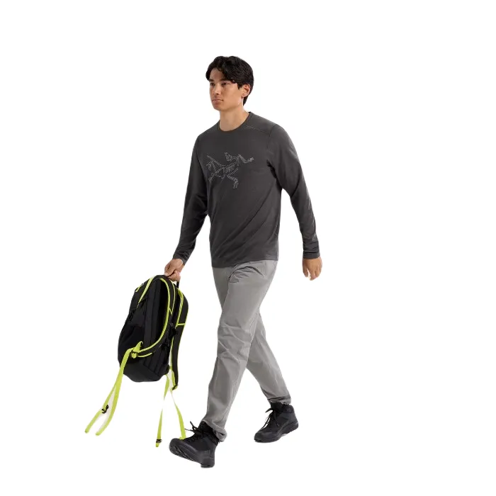 ARC'TERYX CORMAC LOGO LONG SLEEVE T-SHIRT MEN'S - BLACK HEATHER/SOLITUDE