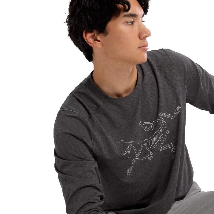 ARC'TERYX CORMAC LOGO LONG SLEEVE T-SHIRT MEN'S - BLACK HEATHER/SOLITUDE