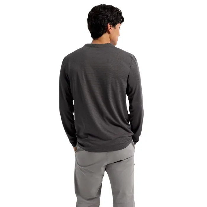 ARC'TERYX CORMAC LOGO LONG SLEEVE T-SHIRT MEN'S - BLACK HEATHER/SOLITUDE
