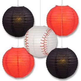 Arizona Pro Baseball Black & Red 14-inch Paper Lanterns 5pc Combo Party Pack