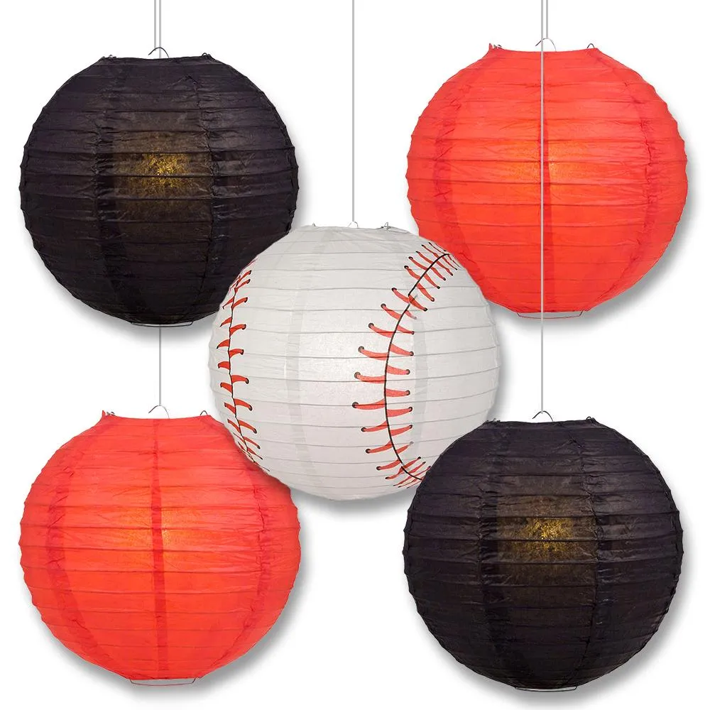 Arizona Pro Baseball Black & Red 14-inch Paper Lanterns 5pc Combo Party Pack