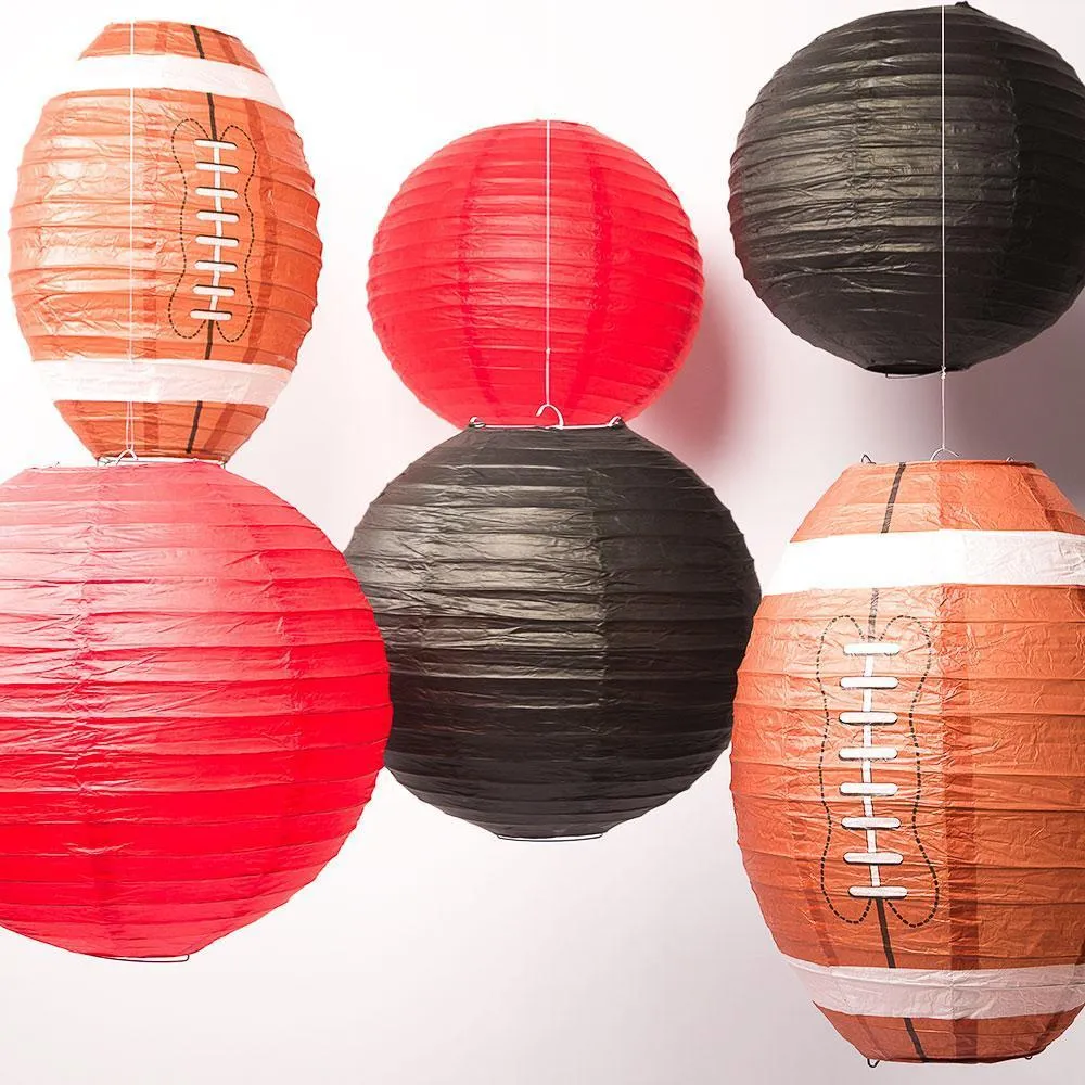 Atlanta Pro Football Paper Lanterns 6pc Combo Tailgating Party Pack (Black/Red)