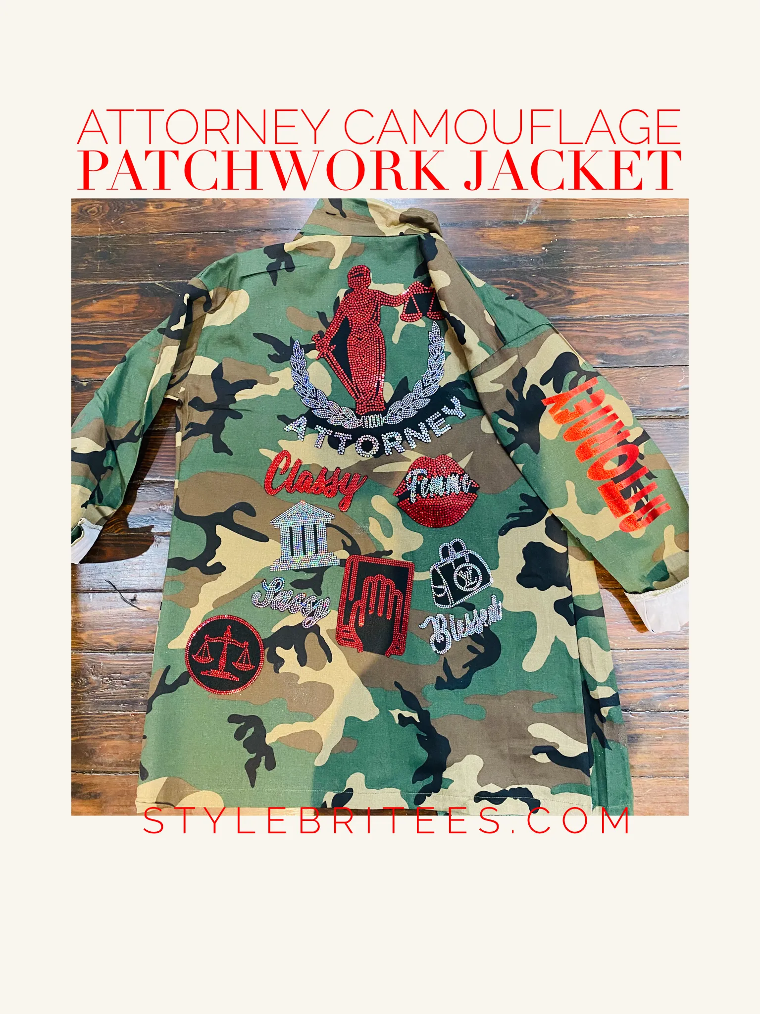 ATTORNEY CAMOUFLAGE BLING Patchwork JACKET