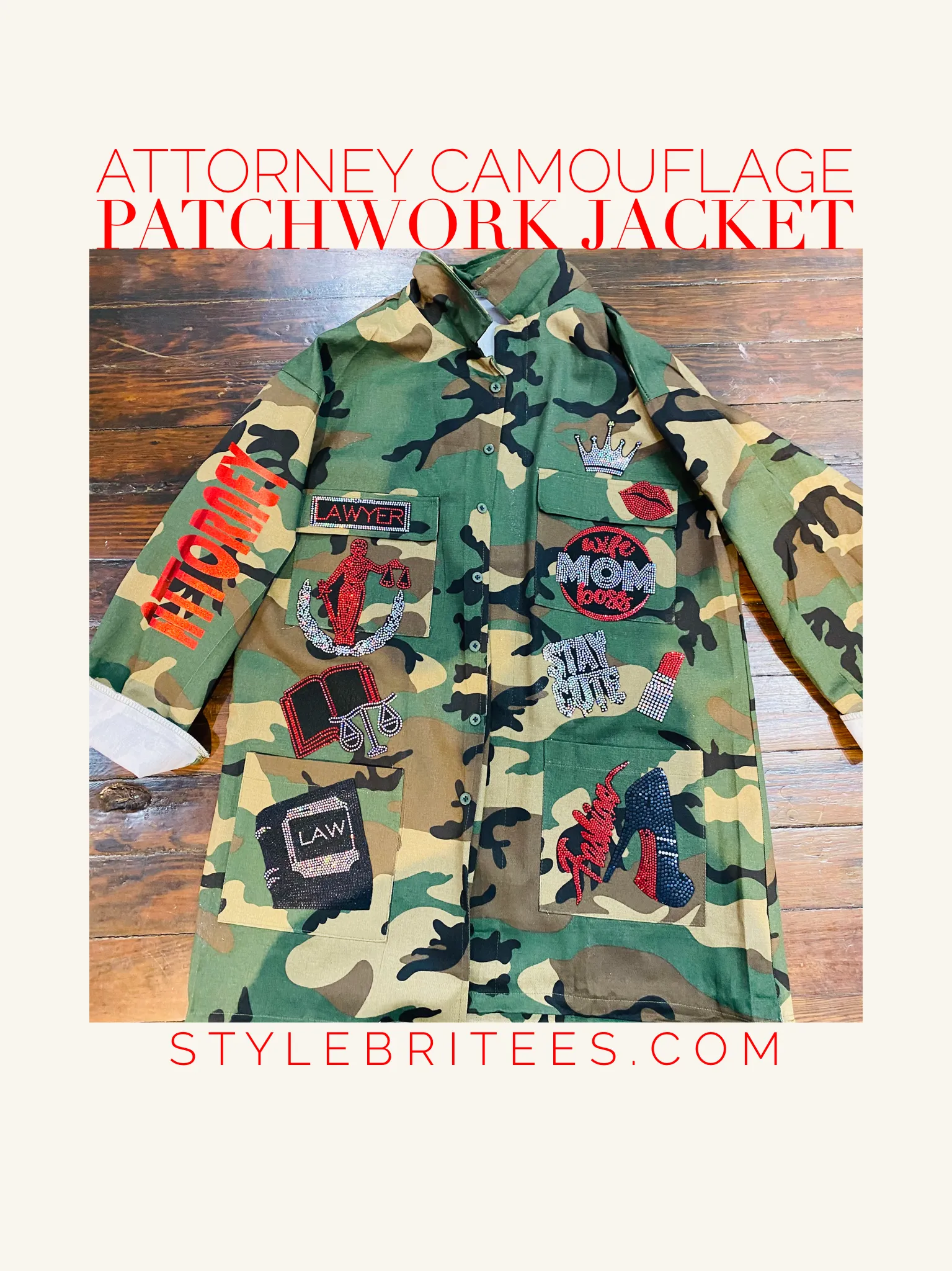 ATTORNEY CAMOUFLAGE BLING Patchwork JACKET