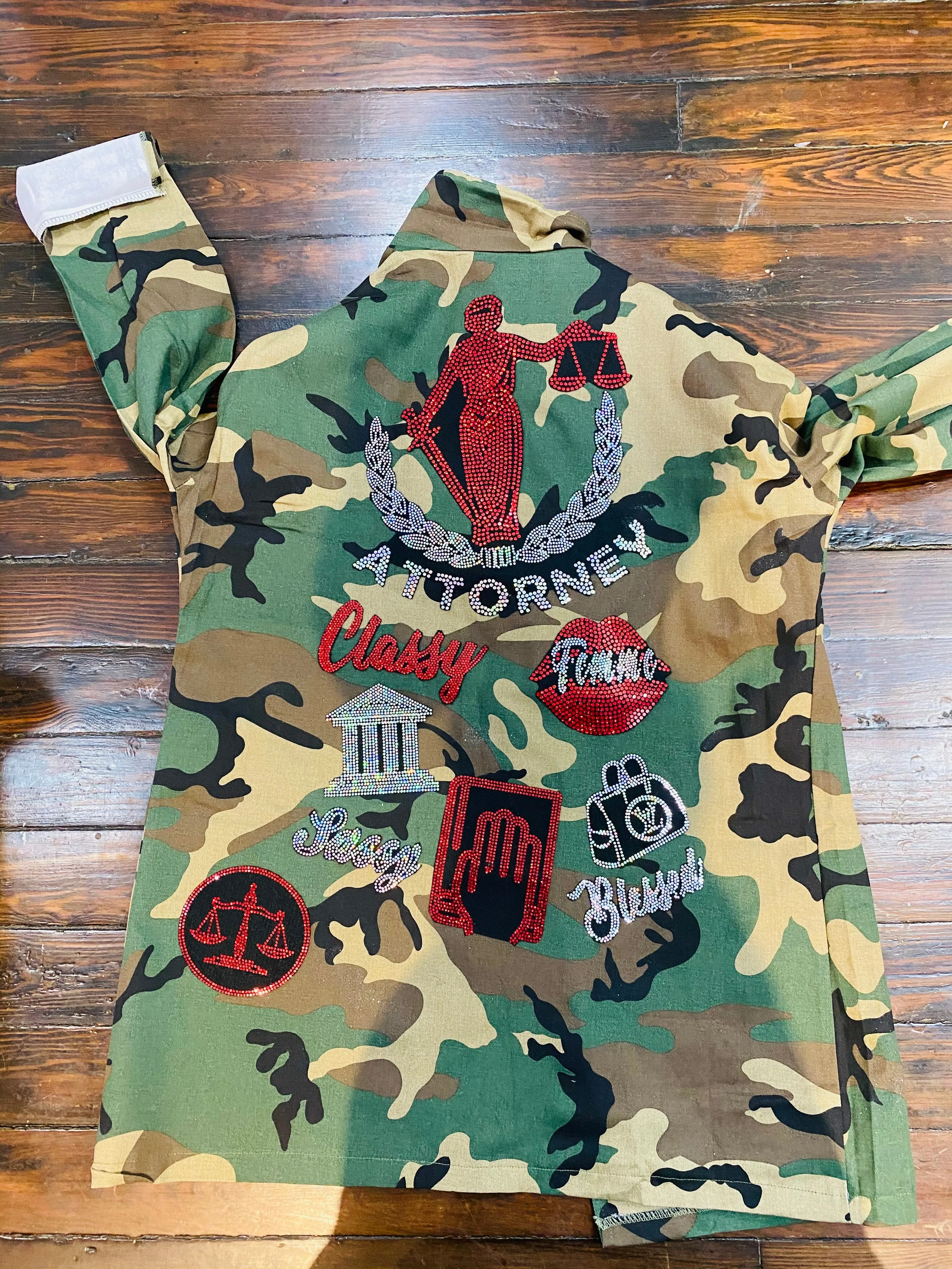 ATTORNEY CAMOUFLAGE BLING Patchwork JACKET