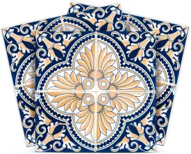Backsplash Peel and Stick Tile Stickers 24 PC Set Authentic Tile Decals Bathroom & Kitchen Vinyl Wall Decals Easy to Apply Just Peel & Stick Home Decor (4x4 Inch, Blue Cream H16)