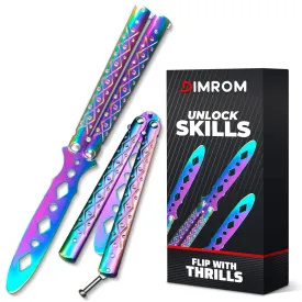 Balisong Practice Butterfly Knife - Stainless Steel Metal Butterfly Practice Knife Rainbow Knife Butterfly Trainer Balisong Knife - Balisong Trainer Butterfly Knife Unsharpened knife Flipping Knifes