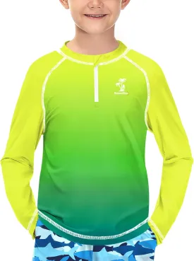 BesserBay Boys UPF 50  Half Zip Rash Guard UV Protection Raglan Long Sleeve Swim Shirt 4-12 Years