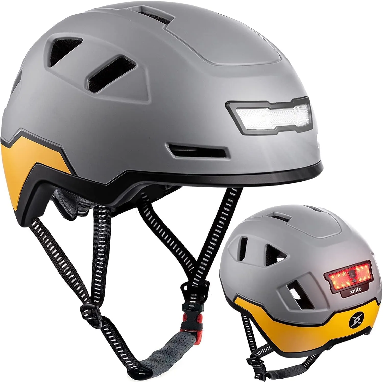 Bike Helmet with LED Lights - Urban Bicycle Helmet for Adults, Men & Women - CPSC & NTA-8776 Dual Certified - Class 3 E-Bikes, Scooters, Onewheel, Commuter, Mountain