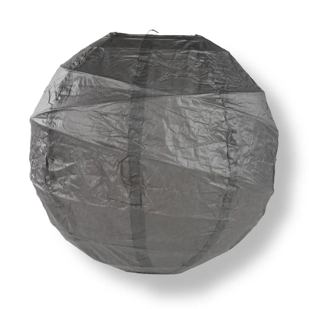 BLOWOUT 10" Driftwood Grey Round Paper Lantern, Crisscross Ribbing, Chinese Hanging Wedding & Party Decoration