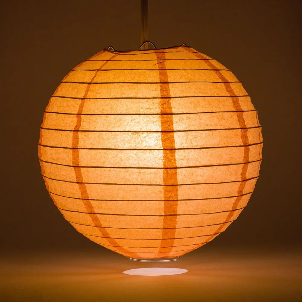 BLOWOUT 30" Peach / Orange Coral Jumbo Round Paper Lanterns, Parallel Ribbing (Value Packs)