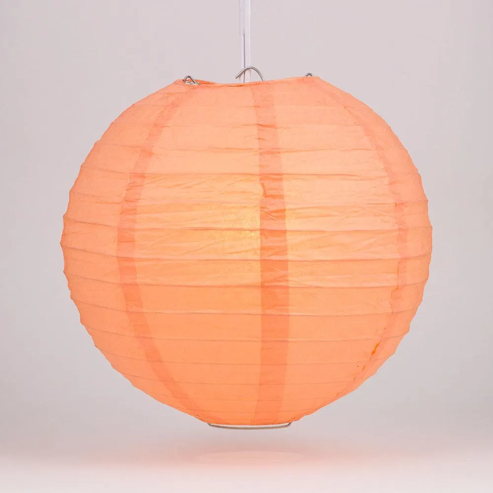 BLOWOUT 30" Peach / Orange Coral Jumbo Round Paper Lanterns, Parallel Ribbing (Value Packs)