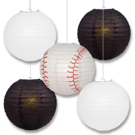 Chicago Pro Baseball Black & White 14-inch Paper Lanterns 5pc Combo Party Pack